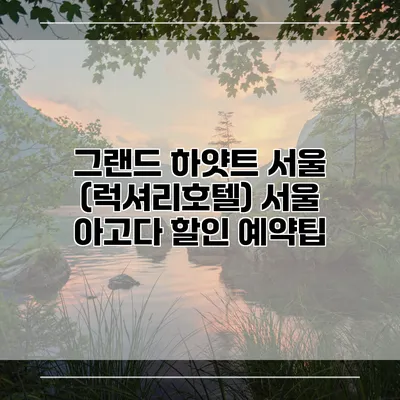 그랜드 하얏트 서울 (럭셔리호텔) 서울 아고다 할인 예약팁