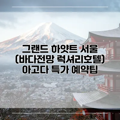 그랜드 하얏트 서울 (바다전망 럭셔리호텔) 아고다 특가 예약팁