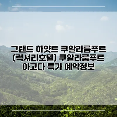 그랜드 하얏트 쿠알라룸푸르 (럭셔리호텔) 쿠알라룸푸르 아고다 특가 예약정보