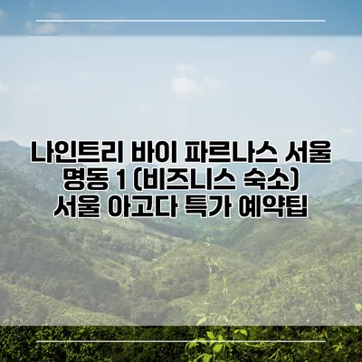 나인트리 바이 파르나스 서울 명동 1 (비즈니스 숙소) 서울 아고다 특가 예약팁