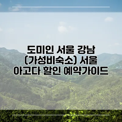 도미인 서울 강남 (가성비숙소) 서울 아고다 할인 예약가이드