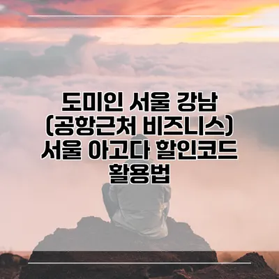 도미인 서울 강남 (공항근처 비즈니스) 서울 아고다 할인코드 활용법