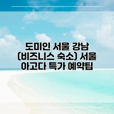 도미인 서울 강남 (비즈니스 숙소) 서울 아고다 특가 예약팁
