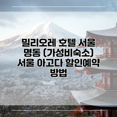 밀리오레 호텔 서울 명동 (가성비숙소) 서울 아고다 할인예약 방법