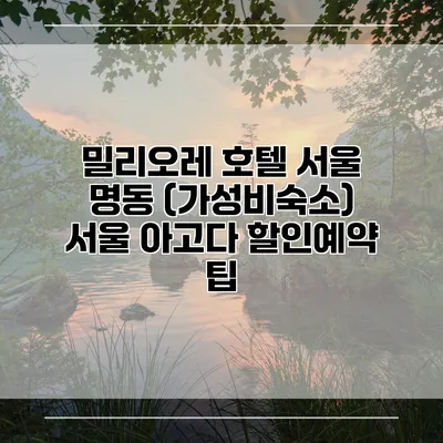 밀리오레 호텔 서울 명동 (가성비숙소) 서울 아고다 할인예약 팁