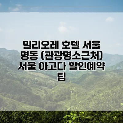 밀리오레 호텔 서울 명동 (관광명소근처) 서울 아고다 할인예약 팁