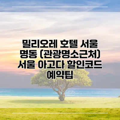 밀리오레 호텔 서울 명동 (관광명소근처) 서울 아고다 할인코드 예약팁