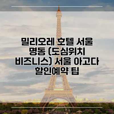 밀리오레 호텔 서울 명동 (도심위치 비즈니스) 서울 아고다 할인예약 팁