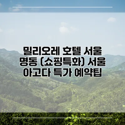 밀리오레 호텔 서울 명동 (쇼핑특화) 서울 아고다 특가 예약팁