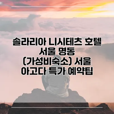 솔라리아 니시테츠 호텔 서울 명동 (가성비숙소) 서울 아고다 특가 예약팁