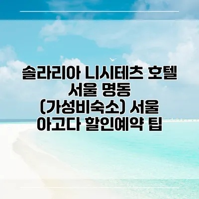 솔라리아 니시테츠 호텔 서울 명동 (가성비숙소) 서울 아고다 할인예약 팁