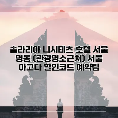 솔라리아 니시테츠 호텔 서울 명동 (관광명소근처) 서울 아고다 할인코드 예약팁