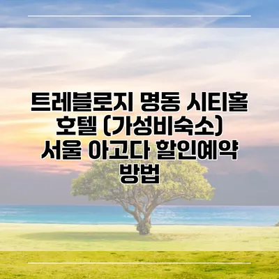 트레블로지 명동 시티홀 호텔 (가성비숙소) 서울 아고다 할인예약 방법