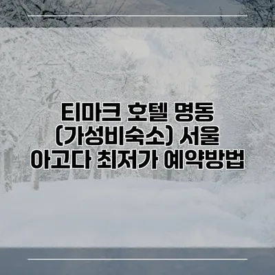 티마크 호텔 명동 (가성비숙소) 서울 아고다 최저가 예약방법