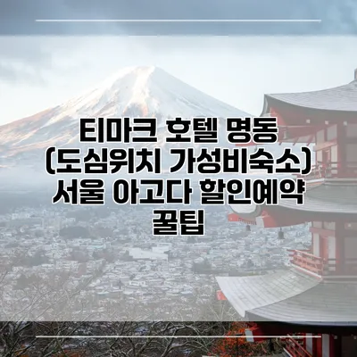 티마크 호텔 명동 (도심위치 가성비숙소) 서울 아고다 할인예약 꿀팁