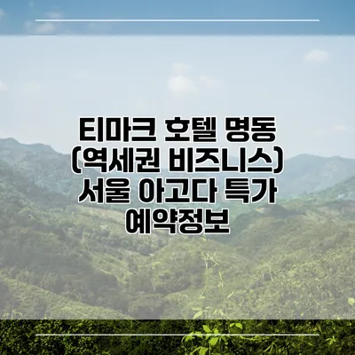 티마크 호텔 명동 (역세권 비즈니스) 서울 아고다 특가 예약정보