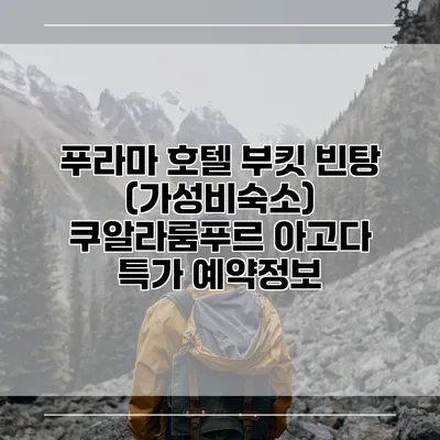 푸라마 호텔 부킷 빈탕 (가성비숙소) 쿠알라룸푸르 아고다 특가 예약정보