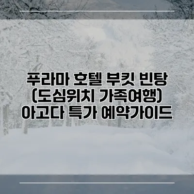 푸라마 호텔 부킷 빈탕 (도심위치 가족여행) 아고다 특가 예약가이드