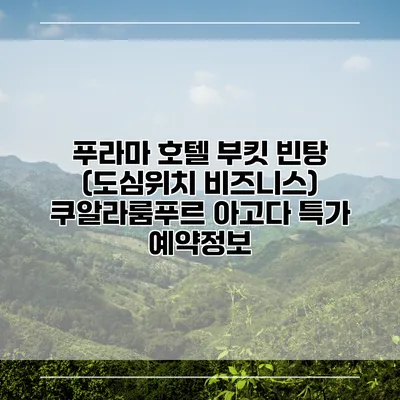푸라마 호텔 부킷 빈탕 (도심위치 비즈니스) 쿠알라룸푸르 아고다 특가 예약정보