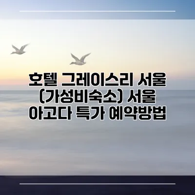 호텔 그레이스리 서울 (가성비숙소) 서울 아고다 특가 예약방법