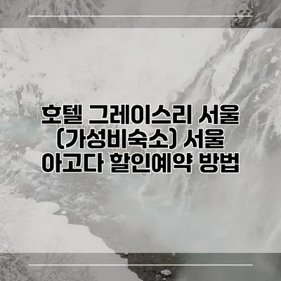 호텔 그레이스리 서울 (가성비숙소) 서울 아고다 할인예약 방법