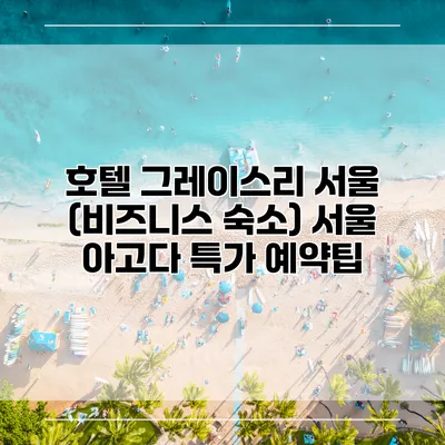 호텔 그레이스리 서울 (비즈니스 숙소) 서울 아고다 특가 예약팁