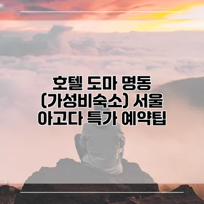 호텔 도마 명동 (가성비숙소) 서울 아고다 특가 예약팁