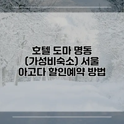 호텔 도마 명동 (가성비숙소) 서울 아고다 할인예약 방법