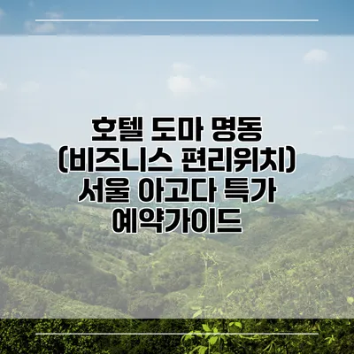 호텔 도마 명동 (비즈니스 편리위치) 서울 아고다 특가 예약가이드