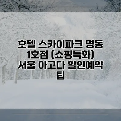 호텔 스카이파크 명동 1호점 (쇼핑특화) 서울 아고다 할인예약 팁