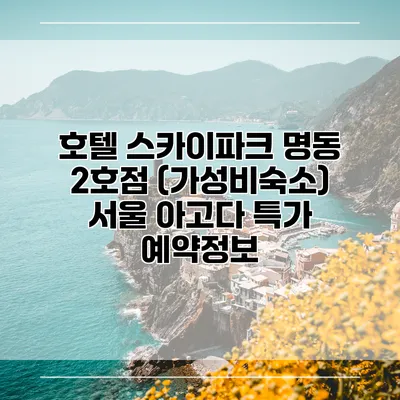호텔 스카이파크 명동 2호점 (가성비숙소) 서울 아고다 특가 예약정보