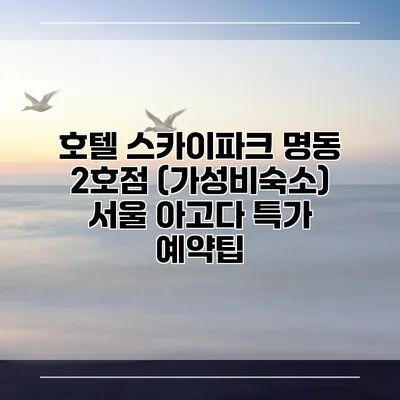 호텔 스카이파크 명동 2호점 (가성비숙소) 서울 아고다 특가 예약팁