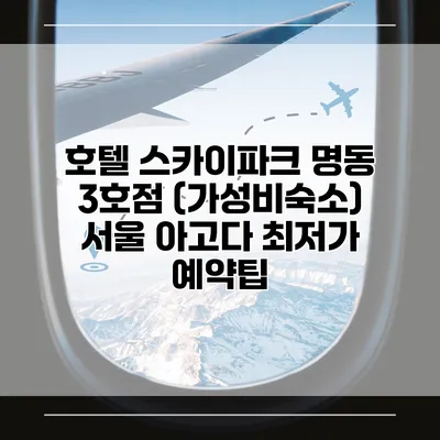 호텔 스카이파크 명동 3호점 (가성비숙소) 서울 아고다 최저가 예약팁