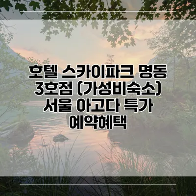 호텔 스카이파크 명동 3호점 (가성비숙소) 서울 아고다 특가 예약혜택