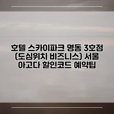 호텔 스카이파크 명동 3호점 (도심위치 비즈니스) 서울 아고다 할인코드 예약팁