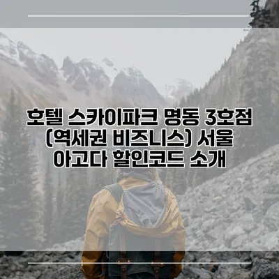 호텔 스카이파크 명동 3호점 (역세권 비즈니스) 서울 아고다 할인코드 소개